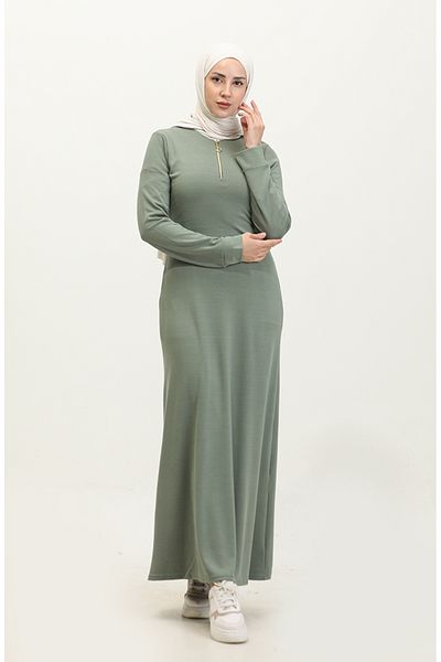 sefamerve Grünes Çağla-Kleid mit Reißverschluss – 2149-01