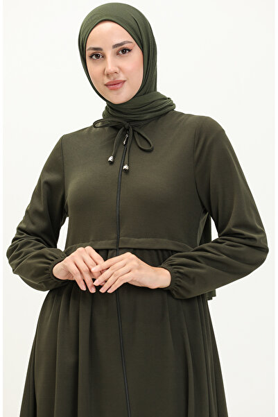 sefamerve Fermuarlı Ferace 0569-03 Haki