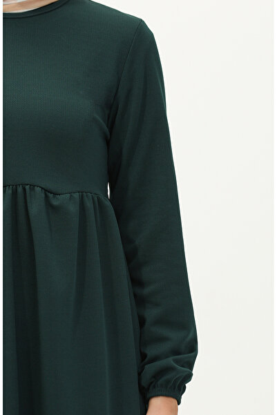 sefamerve Büzgülü Tunik 7272-09 Zümrüt Yeşili