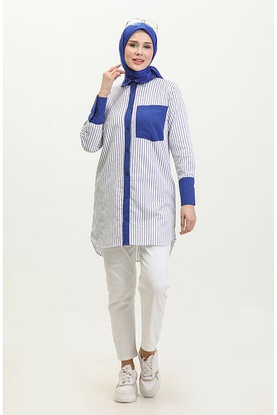 sefamerve Saks 4821-01 Tunic - Ριγέ και γαρνιρισμένο