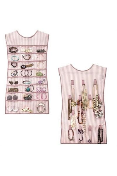 Tahtakale Toptancısı BUFFER® Dress Shaped Jewelry Organizer Two Sided Jewelry Organizer for Jewelries and Jewelry
