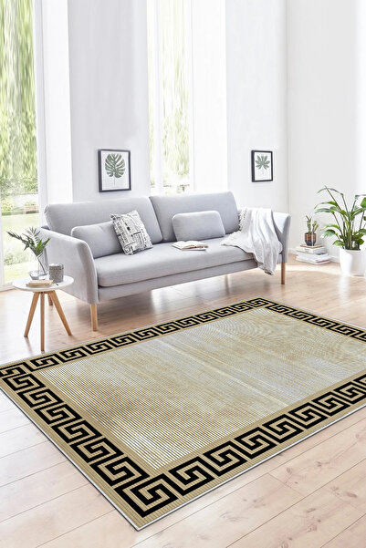 df home Salon Halısı Geometrik İskandinav Eskitmeli Dijital Baskı Yıkanabilir...