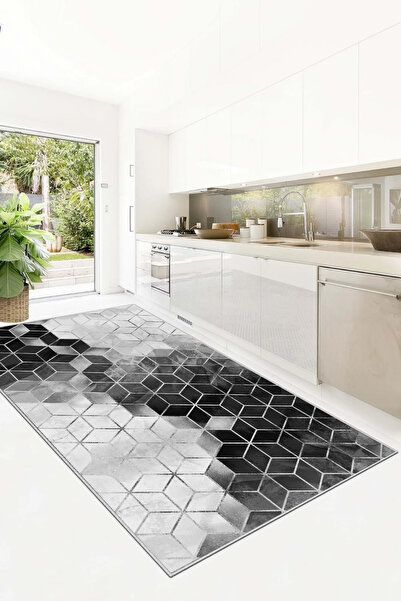 Hülya Home Kesme mutfak halısı Desenli Dijital Baskı Yıkanabilir Kaymaz Taban...