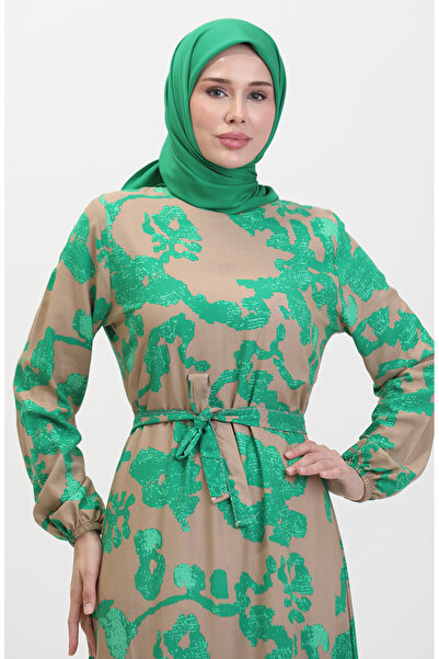 sefamerve Φόρεμα με φούστα με πράσινο σχέδιο - 0451-01