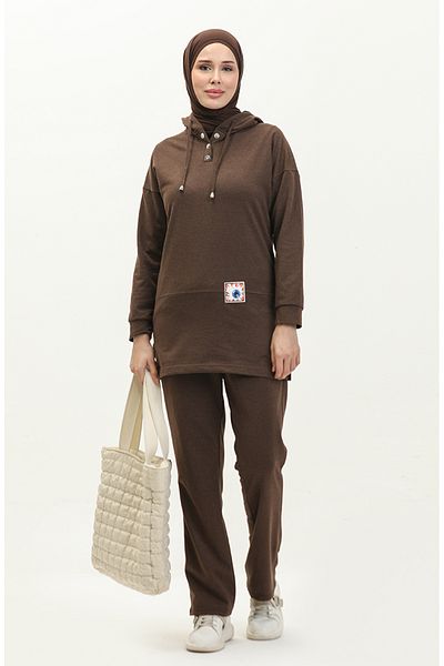 sefamerve Σετ φόρμας 3036-11 Model Brown Hooded