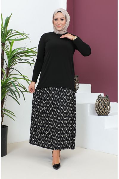 sefamerve Fusta Neagra Viscoza Marime Plus - 4360J-01 Bucata