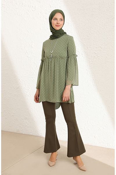 sefamerve Pantaloni kaki cu picioare spaniole - 6565-02