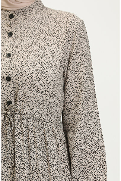 sefamerve Φόρεμα Viscose - Shirred Waist, 0374-02 Mink