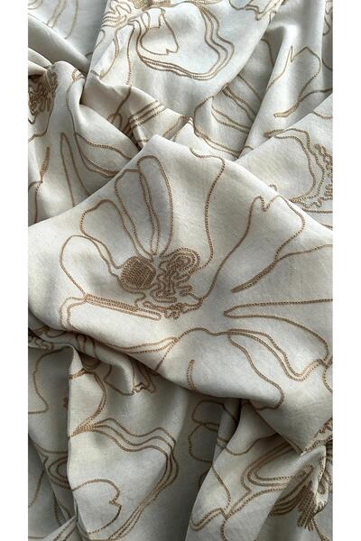 Doray Kumaş Keten Görünümlü Çiçek Desenli Elbiselik Kumaş / DRY 2024