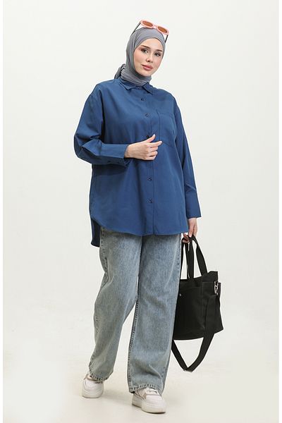 sefamerve Ανοιχτό Navy Blue Pocket Tunic 4805-01
