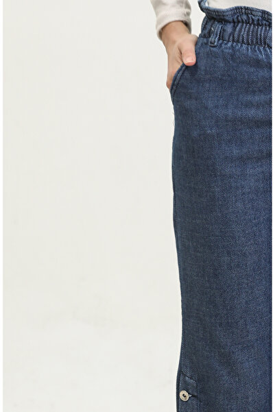sefamerve Düğmeli Mom Jean Kot Pantolon 3100131-02 Lacivert