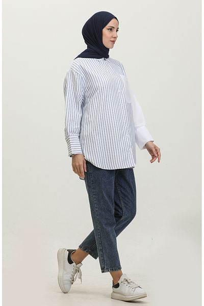 sefamerve Πουκάμισο Indigo Garnish ριγέ - 4815-04