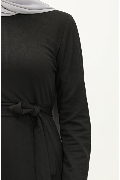 sefamerve Black Tunic and Trousers Double Set - 0664-02 with Slits