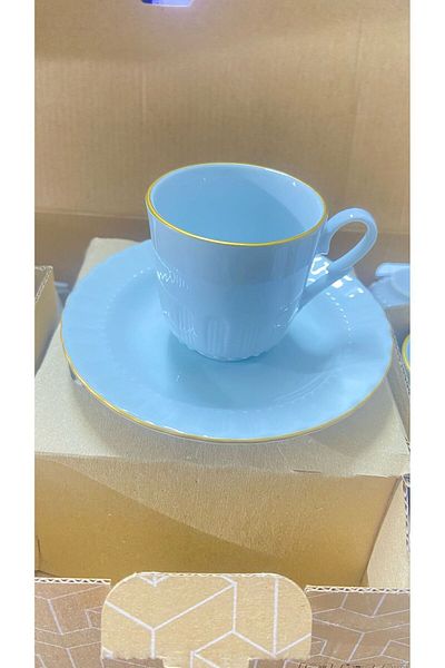 Kütahya Porcelain Gold Gilded Coffee Cup for 6 Persons 12 Prç.