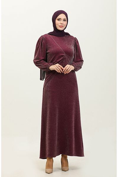 sefamerve Rochie de seara cu sclipici Alime violet - 0337-03