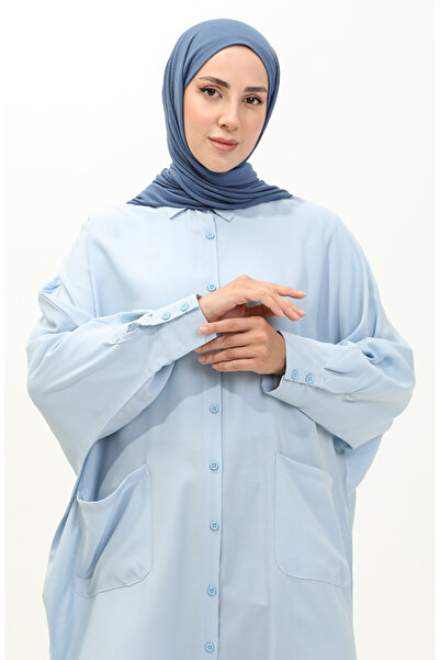 sefamerve Cepli Viskon Tunik 6480-15 Mavi