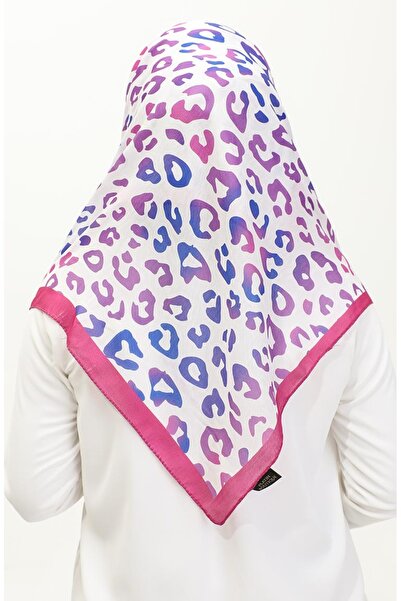 sefamerve Fuchsia Saks Leopard Patterned Scarf - 2057-04