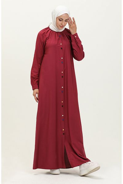 sefamerve Φόρεμα Claret Red Viscose - Double Buttons, Μοντέλο 5110-05