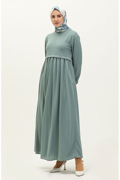 sefamerve Φόρεμα Mint Green Gathered - 0666-08