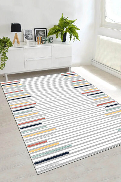 df home Salon Halısı Geometrik İskandinav Toz Tutmaz Dijital Baskı Yıkanabili...
