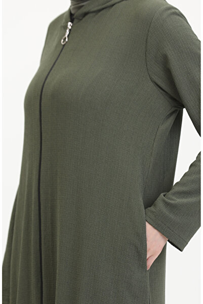 sefamerve Khaki Hooded Sports Ferace - 5104-03