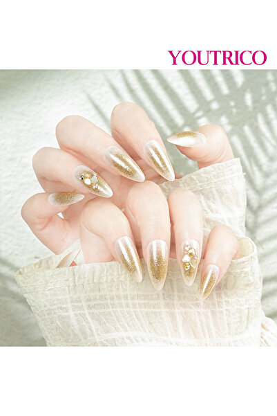 Youtrico 24 أظافر صناعية، أظافر لوزية قصيرة ومتوسطة للسيدات الفرنسيات، أظافر ...