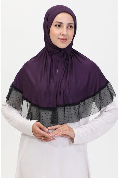 sefamerve Violet 1270-07 Model Practic Tulle Detaliat Şal