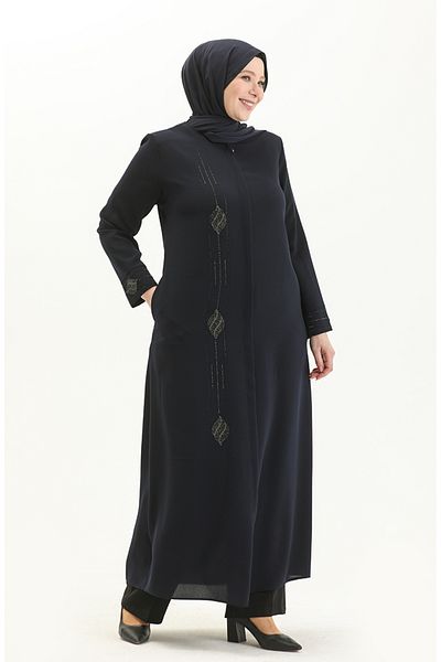 sefamerve Navy Blue Stone εμπριμέ μεγάλου μεγέθους Ferace 5048-02