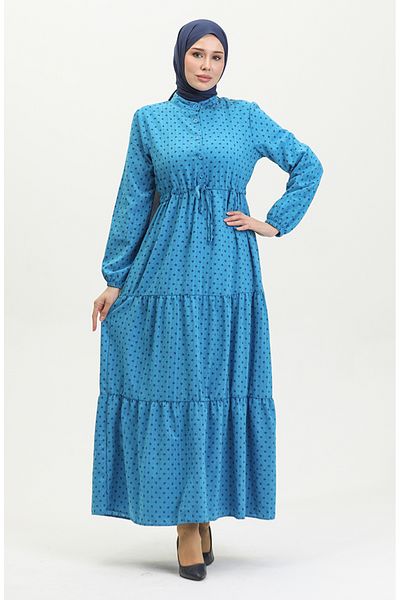 sefamerve Φόρεμα με μισά κουμπιά Indigo Print - 0387-06