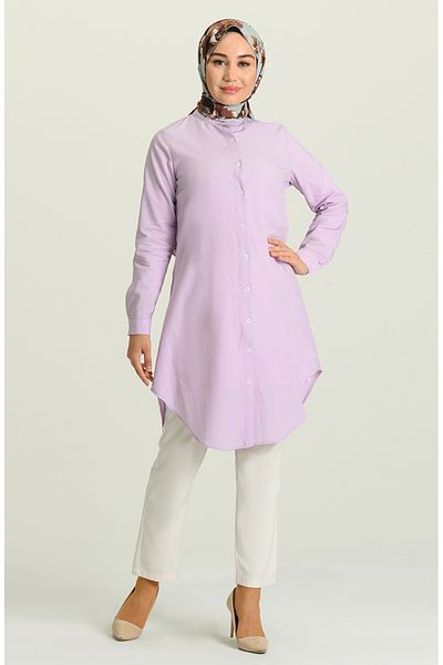 sefamerve Tunica cu guler liliac - 6475-17