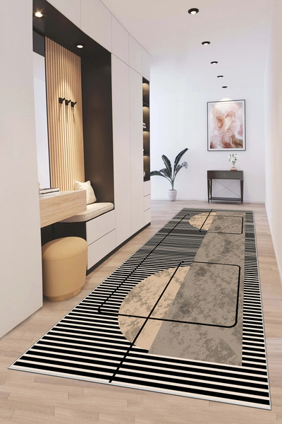 df home Kesme Yolluk Koridor Hol Antre Giriş Halısı Dijital Baskı Yıkanabilir...