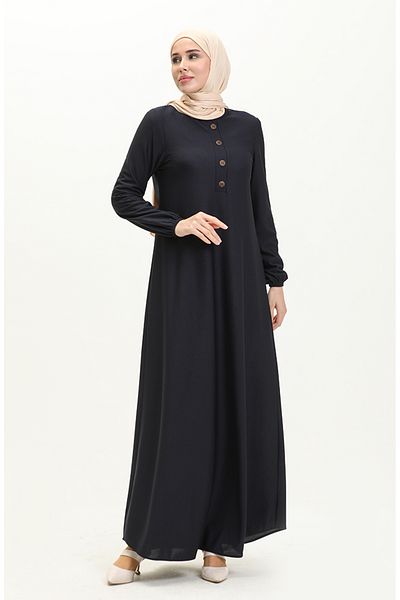 sefamerve Φόρεμα Navy Blue Placket - Ελαστικό μανίκι, Μοντέλο 0578-08