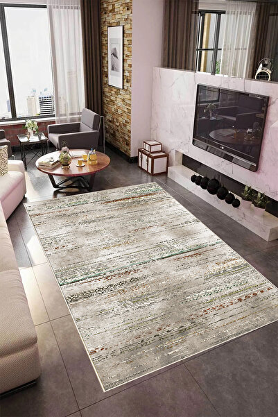 df home Salon Halısı Geometrik İskandinav Eskitmeli Dijital Baskı Yıkanabilir...