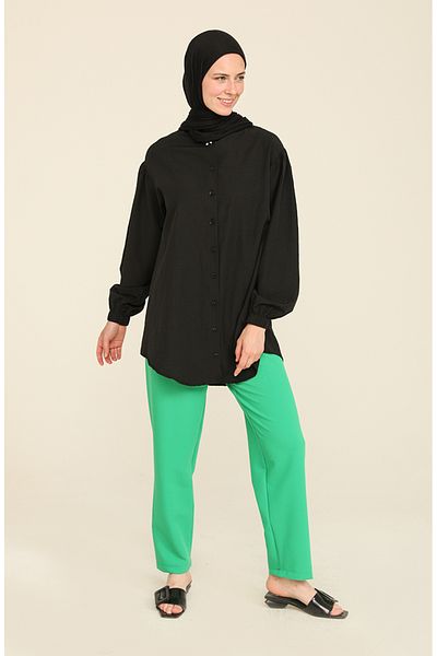 sefamerve Green Elastic Waist Trousers 2034-20