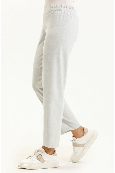 sefamerve Pantaloni gri deschis cu talie elastică - 2034-30