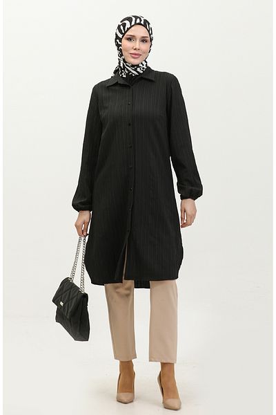 sefamerve Τονίκ Jale Plus Size 2035-01 Μαύρο
