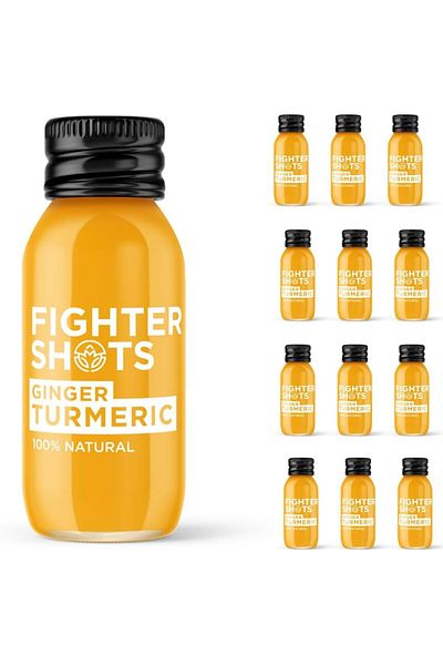 Fighter Shots Ginger Turmeric Shots (12x60ml) | Reduces Bloating | Boosts Immunity | 100% Natural