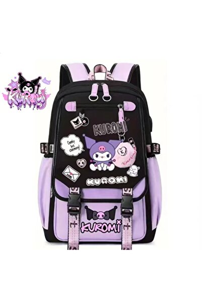KOST Orijinal Kuromi Okul Çantası Kore Tarzı Büyük Kapasiteli Kuromili Okul Sırt Çantası