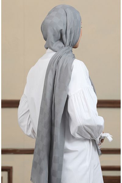 sefamerve Βαμβακερό σάλι Jacquard Grey 2071-02