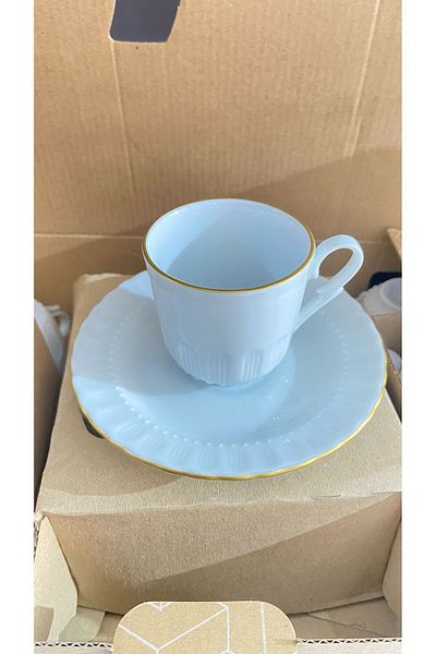 Kütahya Porcelain Gold Gilded Coffee Cup for 6 Persons 12 Prç.