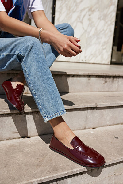 ANGELİNA JONES Rubles Women's Burgundy Patent Leather New Generation Shoes