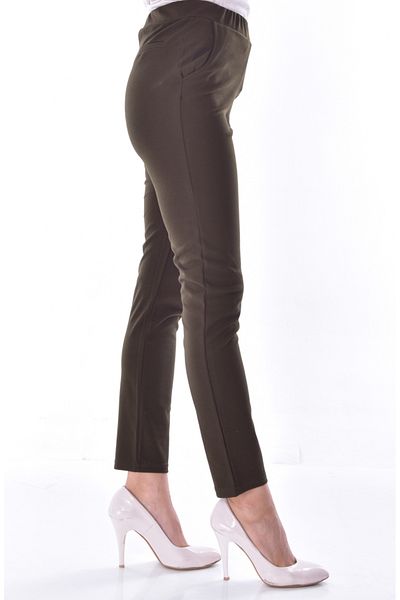 sefamerve Pantaloni cu talie elastică de culoare kaki - Model 1030-04