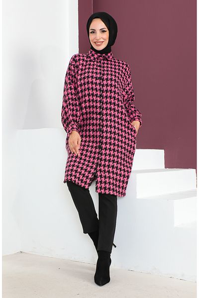 sefamerve Φούξια χιτώνα με σχέδιο Houndstooth - 23k8763-01