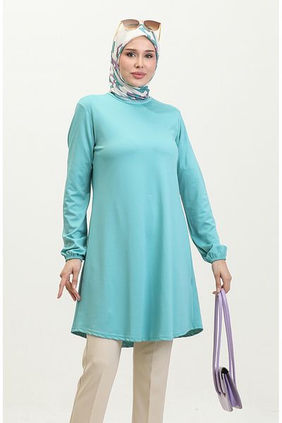 sefamerve Tunica creponata verde menta inchisa - elastic simplu pentru maneca, 8709-03
