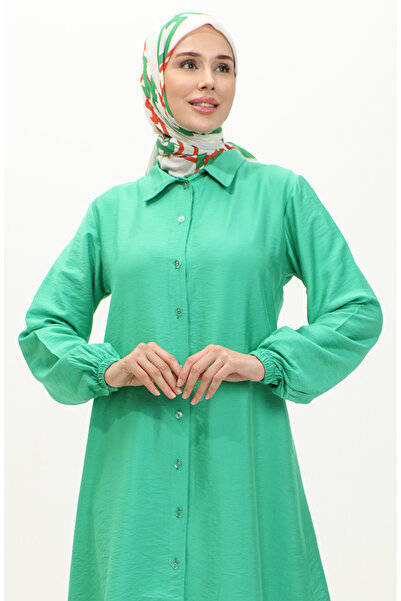 sefamerve Green Aerobin Fabric Tunic and Trousers Set - 0244-02