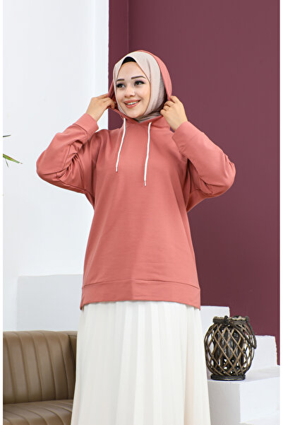 sefamerve Kapüşonlu Sweatshirt 23002-08 Gül Kurusu