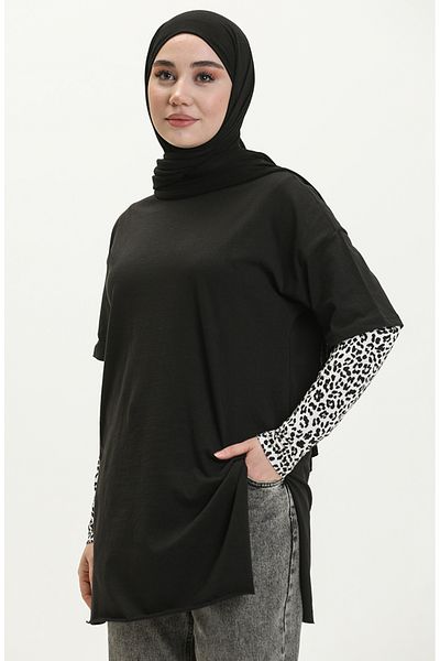 sefamerve Μαύρο Basic T-Shirt - Μοντέλο 4012-01