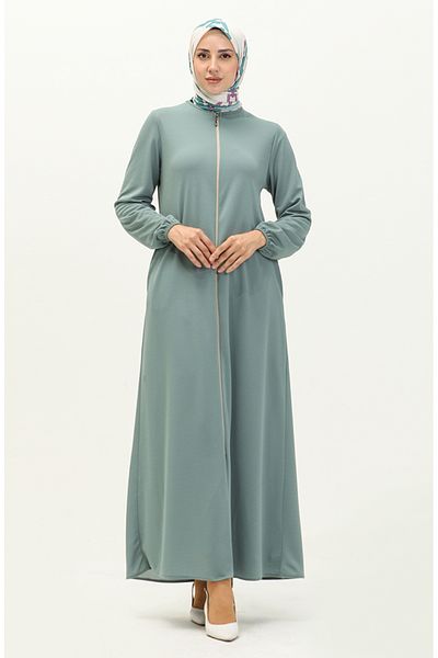 sefamerve Mint Green Ferace με τσέπη με φερμουάρ - 6666-09