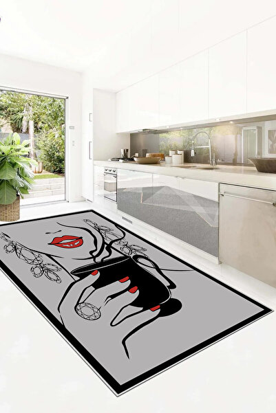 df home Dijital Baskı Yıkanabilir Kaymaz Taban Mutfak Halısı Salon Halısı Kor...