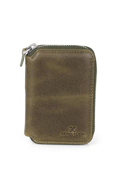 Daniel Klein Dkl0796-5 Rectangular Zipper Made of Real Leather Green Women's Wallet&Card